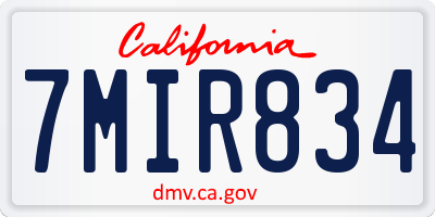 CA license plate 7MIR834
