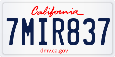 CA license plate 7MIR837
