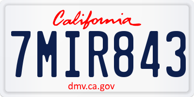 CA license plate 7MIR843