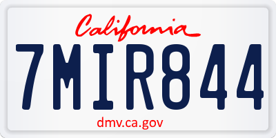 CA license plate 7MIR844