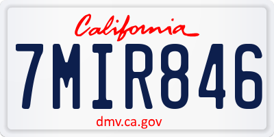 CA license plate 7MIR846