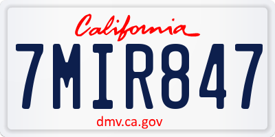 CA license plate 7MIR847