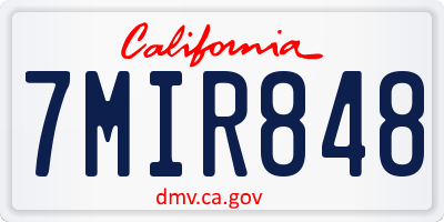 CA license plate 7MIR848