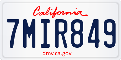 CA license plate 7MIR849