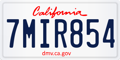 CA license plate 7MIR854