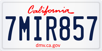 CA license plate 7MIR857