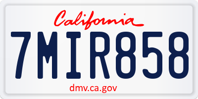 CA license plate 7MIR858