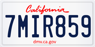 CA license plate 7MIR859