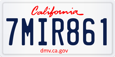 CA license plate 7MIR861