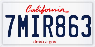 CA license plate 7MIR863