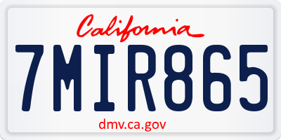 CA license plate 7MIR865