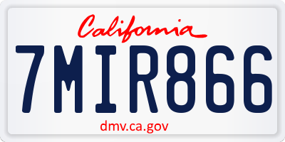 CA license plate 7MIR866