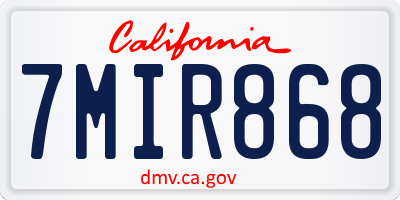 CA license plate 7MIR868