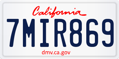 CA license plate 7MIR869
