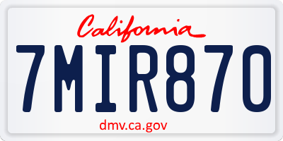 CA license plate 7MIR870