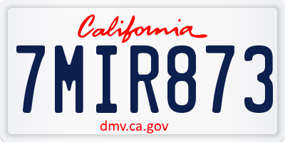 CA license plate 7MIR873