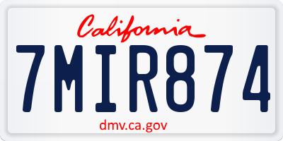 CA license plate 7MIR874