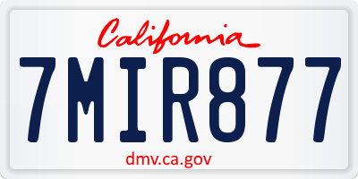 CA license plate 7MIR877