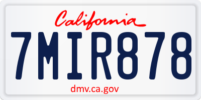 CA license plate 7MIR878