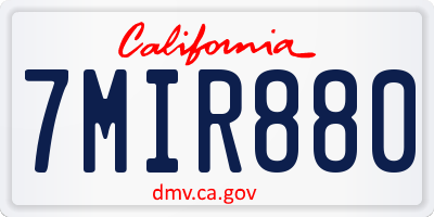 CA license plate 7MIR880