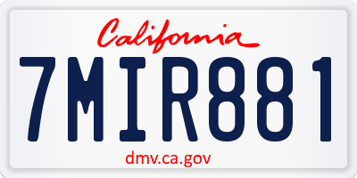 CA license plate 7MIR881