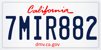 CA license plate 7MIR882