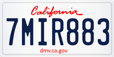 CA license plate 7MIR883