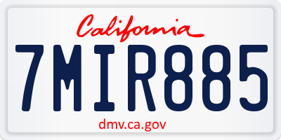 CA license plate 7MIR885