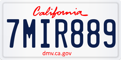 CA license plate 7MIR889