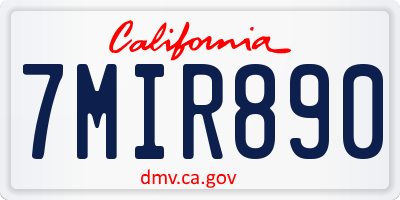 CA license plate 7MIR890