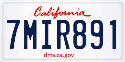 CA license plate 7MIR891