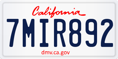 CA license plate 7MIR892