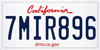 CA license plate 7MIR896
