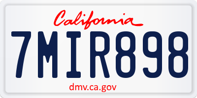 CA license plate 7MIR898