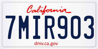 CA license plate 7MIR903