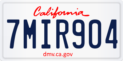 CA license plate 7MIR904