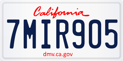 CA license plate 7MIR905
