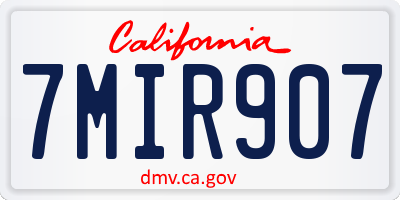 CA license plate 7MIR907
