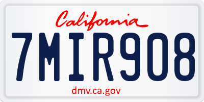 CA license plate 7MIR908