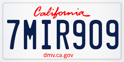CA license plate 7MIR909