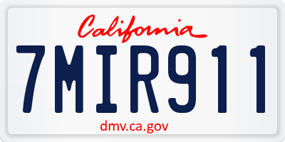 CA license plate 7MIR911