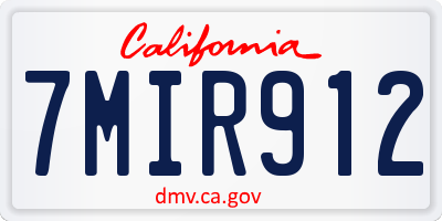 CA license plate 7MIR912