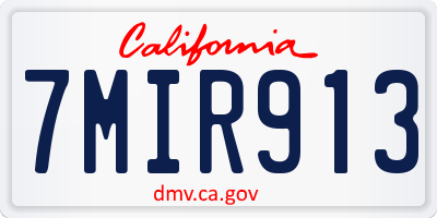 CA license plate 7MIR913