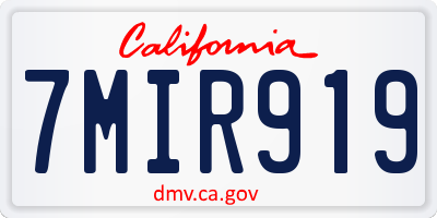 CA license plate 7MIR919