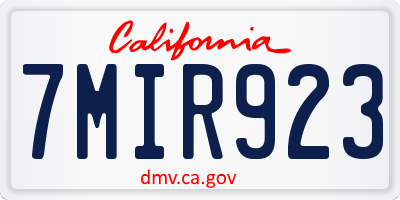 CA license plate 7MIR923
