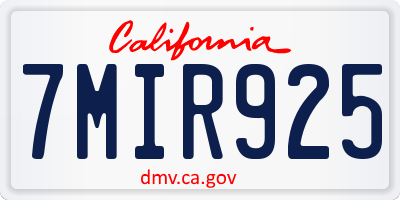 CA license plate 7MIR925