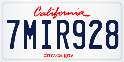 CA license plate 7MIR928