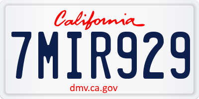 CA license plate 7MIR929