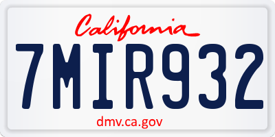 CA license plate 7MIR932
