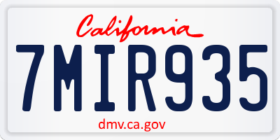 CA license plate 7MIR935
